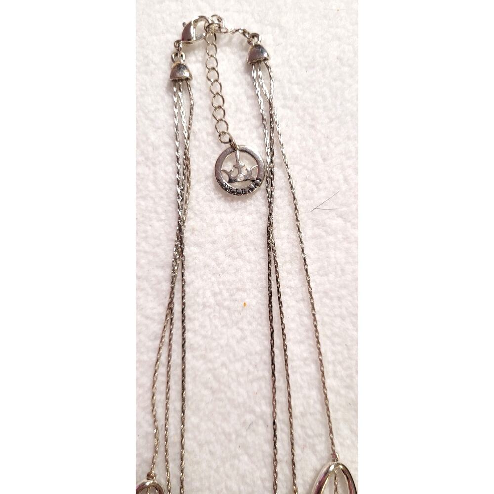 Vtg Crown Trifari Station Necklace Silver Tone Multistrand Metal Circles - Picture 4 of 4